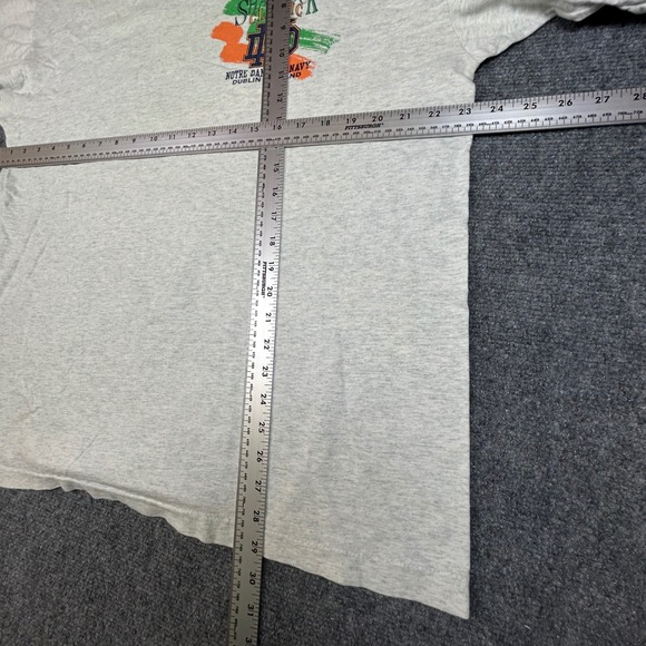 Vintage 1996 Notre Dame vs Navy Shamrock Classic Dublin Ireland T-Shirt XL Grey - Picture 5 of 7